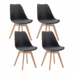 WOLTU Esszimmerstühle 4er Set, Skandinavische Küchenstühle Retro Design, Sitzfläche aus Kunstleder, mit Massivholz Beinen, bis 150 kg belastbar, Grau 4er Set Grau Angebot bei HelloDeals