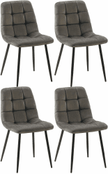 CLP Esszimmerstühle 4er Set Samt Asti, Bequeme Küchenstühle gepolstert, Polsterstühle Esszimmer mit Rückenlehne, bis 150 kg belastbar, Farbe:anthrazit Angebot bei HelloDeals