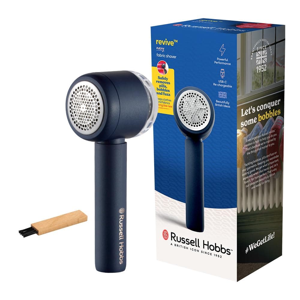 Russell Hobbs Fusselrasierer Elektrisch [USB-C Aufladung, Ansaugfunktion] Revive (Tragbarer, wiederaufladbarer Fusselentferner für Kleidung & Textilien, Magnetfach + Filter, Reinigungsbürste) 27660-56 Angebot bei HelloDeals