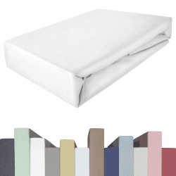 EDDA LUX Spannbettlaken für 20-40 cm hohe Matratzen, 180 x 200-220 bis 200 x 200-220 cm, Öko-Tex, Baumwolle m. 5% Elasthan, Premium Spannbetttuch für Boxspringbett, in Weiß 180 x 200 bis 200 x 220 cm Weiß Angebot bei HelloDeals