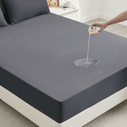 Matratzenschoner 90x200cm Wasserdicht, Spannbettlaken, Matratzenschutz Atmungsaktive, Matratzenauflage für Matratzen bis 30cm, Inkontinenzunterlage waschbar, Nässeschutz Bettlaken-Anthrazit Anthrazit 90×200 Angebot bei HelloDeals