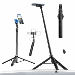 ULANZI TT88 Handy Stativ Ständer 145cm, Magnetisches Selfie Stick mit Fernbedienung, Stativ für Smartphone mit 2 in 1 Telefon Clip & 2 Cold Shoe Mount, Handystativ für iPhone/Samsung/Android Phone Schwarz Angebot bei HelloDeals