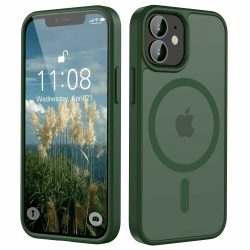 HGH Magnetisch Hülle für iPhone 12 Mini 5,4 Zoll Kompatibel mit MagSafe, Transluzente Matt Rückseite Dünn Stoßfest Handyhülle für iPhone 12 Mini (Dunkelgrün) für iPhone 12 Mini-5.4" Dunkelgrün Angebot bei HelloDeals