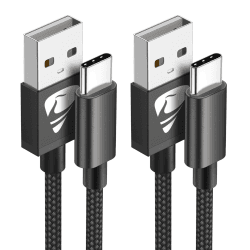USB C Kabel, [2 Stück 2m] 3.1A Ladekabel USB C Nylon Typ C Schnellladekabel USB auf USB C Kabel für Samsung Galaxy S25 S24 S23 S22 Ultra S9 S8 A55 A54 A52 A51,Note 10,iPhone 16 15,Huawei,Google Pixel 2M+2M Schwarz Angebot bei HelloDeals