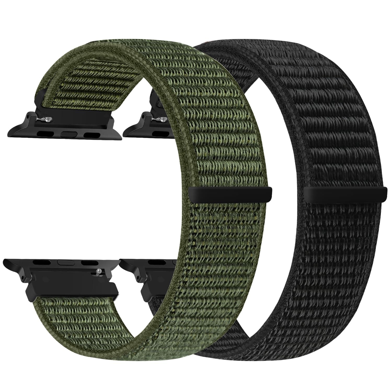 Nylon Armband Kompatibel mit Apple Watch Armband 49mm 46mm 45mm 44mm 42mm 41mm 40mm 38mm Damen Herren, 2 Stück Ersatz Sport Uhrenarmband für iWatch Series 11 10 9 8 7 6 5 4 3 2 1 SE Ultra 3/2/1 Dunkel Schwarz+Marinegrün 44mm/45mm/46mm/49mm/42mm(Series 3 2 Angebot bei HelloDeals