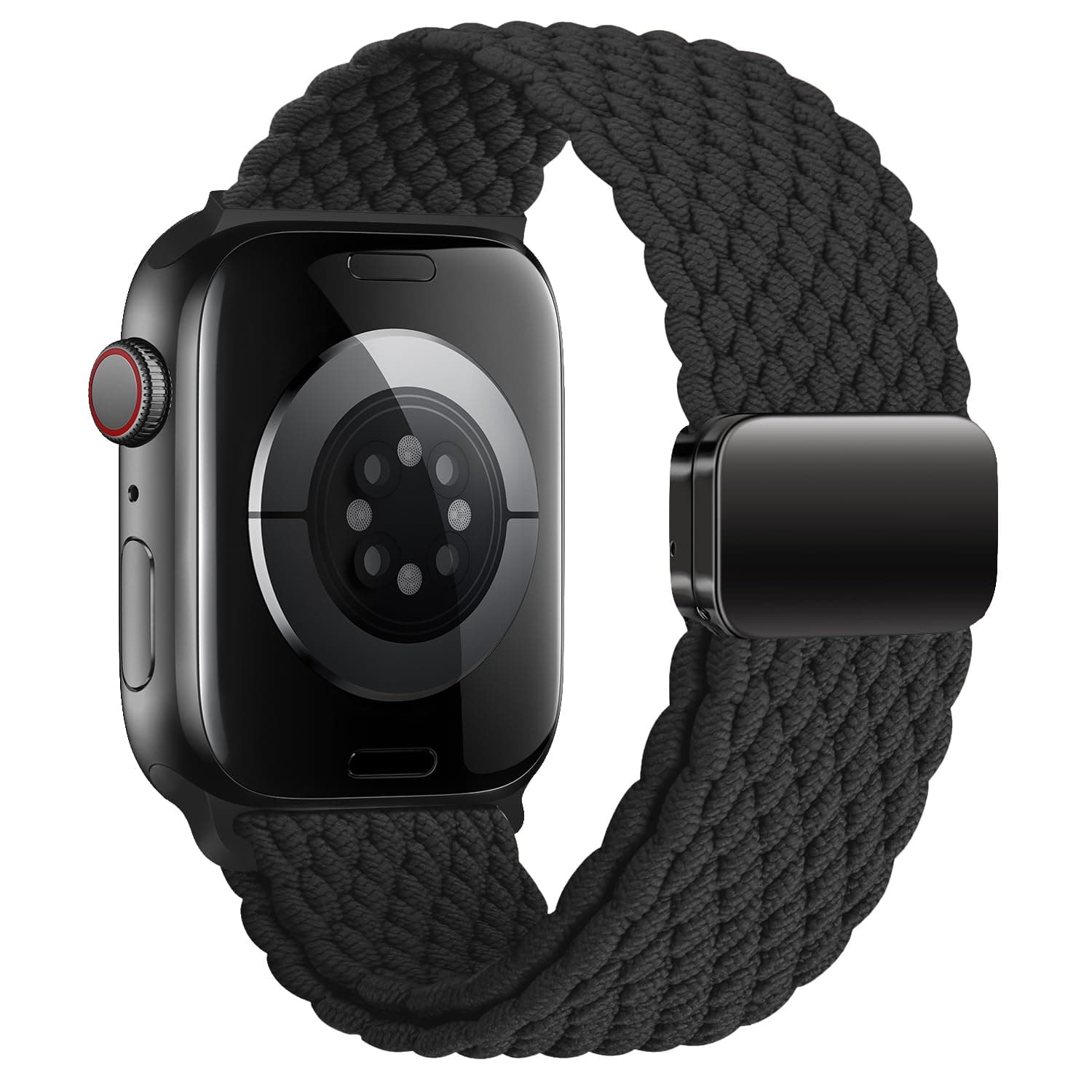Geflochten Armband Kompatibel mit Apple Watch Armband 44mm 45mm 46mm 49mm 42mm 40mm 38mm 41mm für Damen Herren, Elastisch Nylon Armbänder mit Magnetisch für iWatch Ultra SE Series 11 10 9 8 7 6 5 4 Schwarz 44MM/45MM/46MM/49MM/42MM(Series 3 2 1) Angebot bei HelloDeals