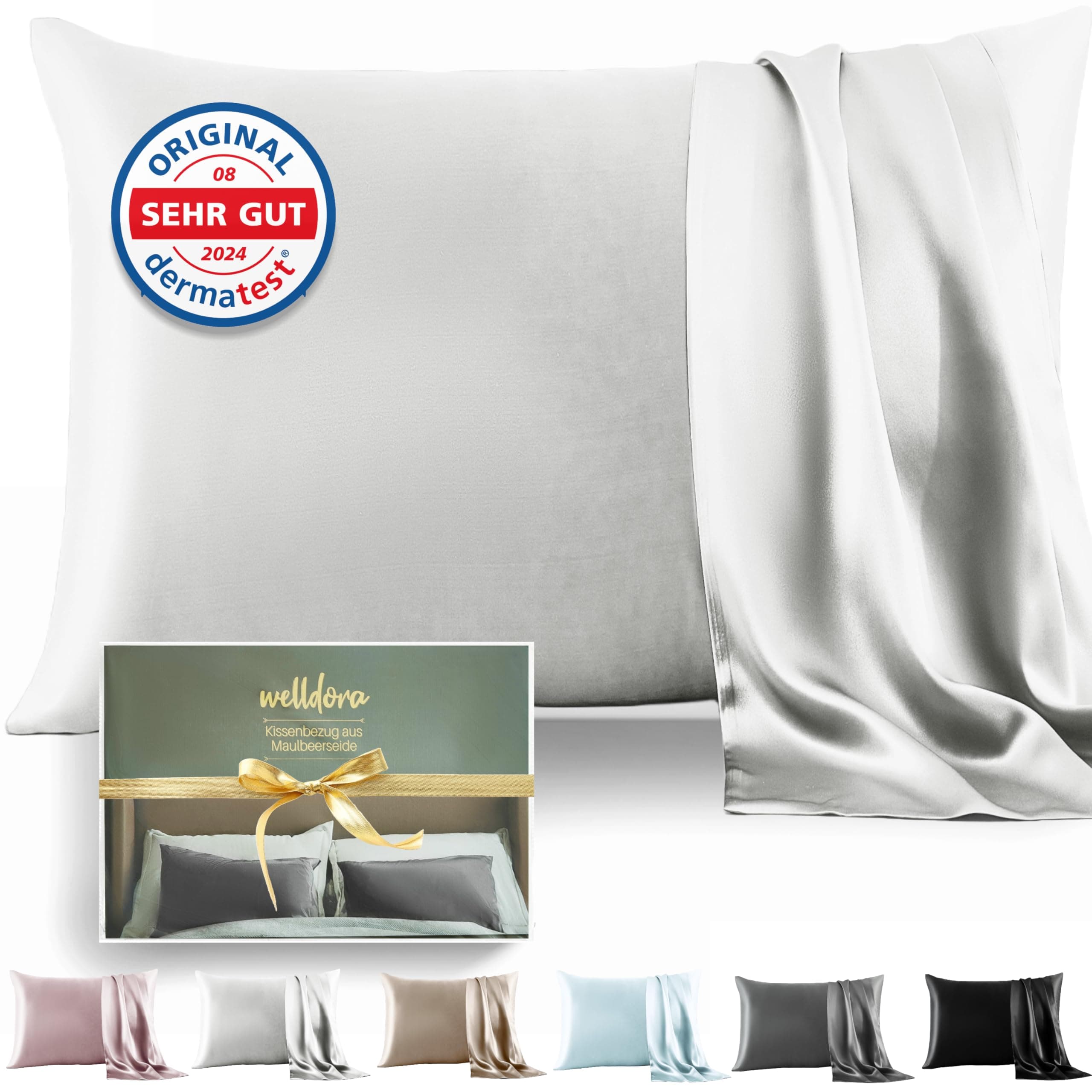 Welldora Kissenbezug 100% Seide 40x80 | Hohes Gewicht 22 Momme, ideal für Haut und Haar | Höchste Güteklasse 6A | Oeko-Tex zert. in der Schweiz | Seidenkissenbezug Silk Pillowcase Elfenbeinweiss Elfenbeinweiss Kissenbezug 40 x 80 cm Angebot bei HelloDeals