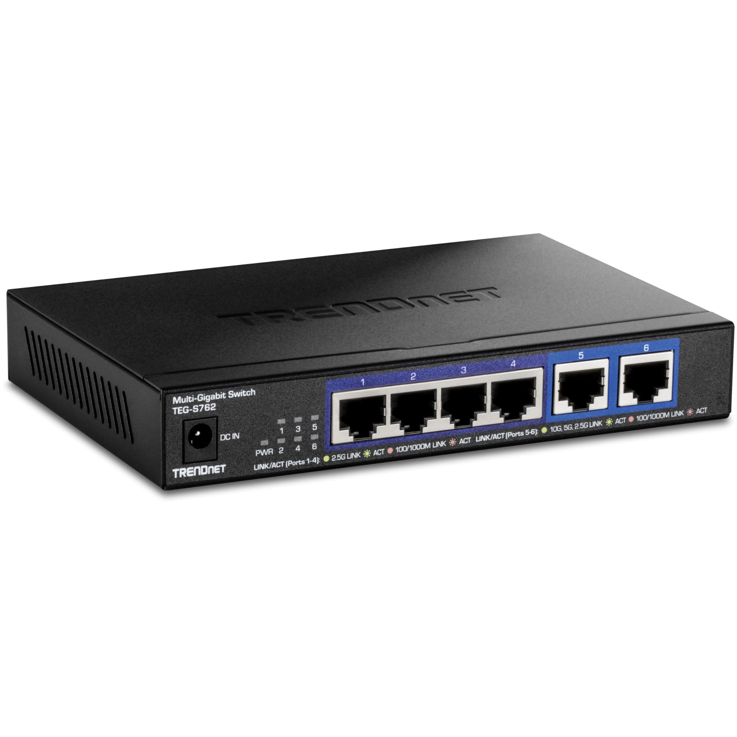 TRENDnet, TEG-S762, 6-Port 10G Switch, 4 x 2,5G RJ-45 Base-T Ports, 2 x 10G RJ-45 Ports, 60 Gbit/s Schaltleistung, Wandmontage, 10 Gigabit Netzwerkverbindungen, Schwarz Angebot bei HelloDeals