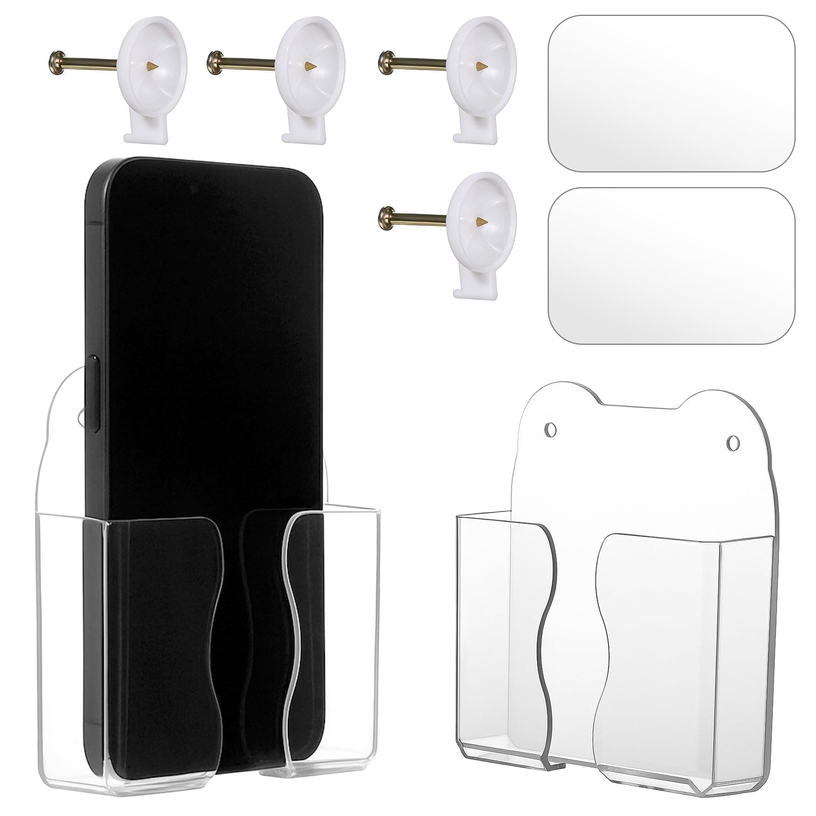 Bewudy 2 Stück Wandhalterung Handyhalterung, Transparent Wandhalterung Handy Wand Wandmontierter Handy Ladegerät Halterung Selbstklebende Universal Transparent Handyhalterung Angebot bei HelloDeals