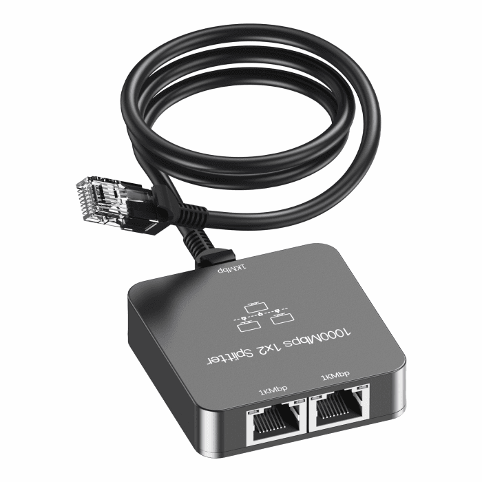LAN Splitter 1 auf 2 mit Ethernet Kabel, Gigabit LAN Switch 2 Port 1000Mbps Ethernet Splitter für Computer, TV, Hub, Switch, Router, Set-Top Box,et. Grau Angebot bei HelloDeals