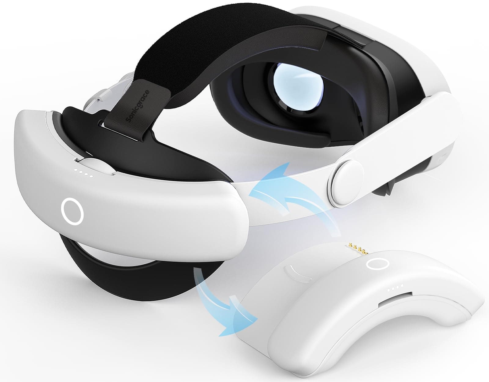 Sonicgrace S3 Duo Kompatibel mit Meta Quest 3/3S Head Strap mit (2X8000mAh) Akku, 2 Ersatz Akkupack mit Magnetisches Ladedock, Verstellbarer Komfort VR Elite Strap Ersatz für Quest 3/3S Zubehör Angebot bei HelloDeals
