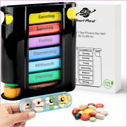 Tablettenenbox 7 Tage 4 Fächer - BPA frei - Pillenbox handlicher Organizer für unterwegs Pillendose - - Medikamentendose morgens mittags abends Supplements Woche - Medikamentenbox Smart Planet Angebot bei HelloDeals