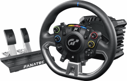 FANATEC Offiziell Lizenziertes Gran Turismo DD Pro PlayStation Sim Racing Lenkrad, Basis und Pedale – Lenkraddesign Polyphony Digital, 5 Nm FluxBarrier-Direct-Drive, Zwei-Pedal-Set für PC, PS5, PS4 Angebot bei HelloDeals