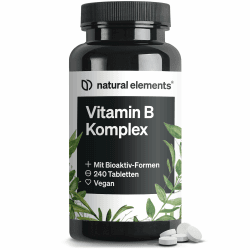 natural elements Vitamin B Komplex – 240 Tabletten – mit 8 essenziellen B-Vitaminen & Kofaktoren – mit Bioaktiv-Formen – vegan, hochdosiert – laborgeprüft Angebot bei HelloDeals