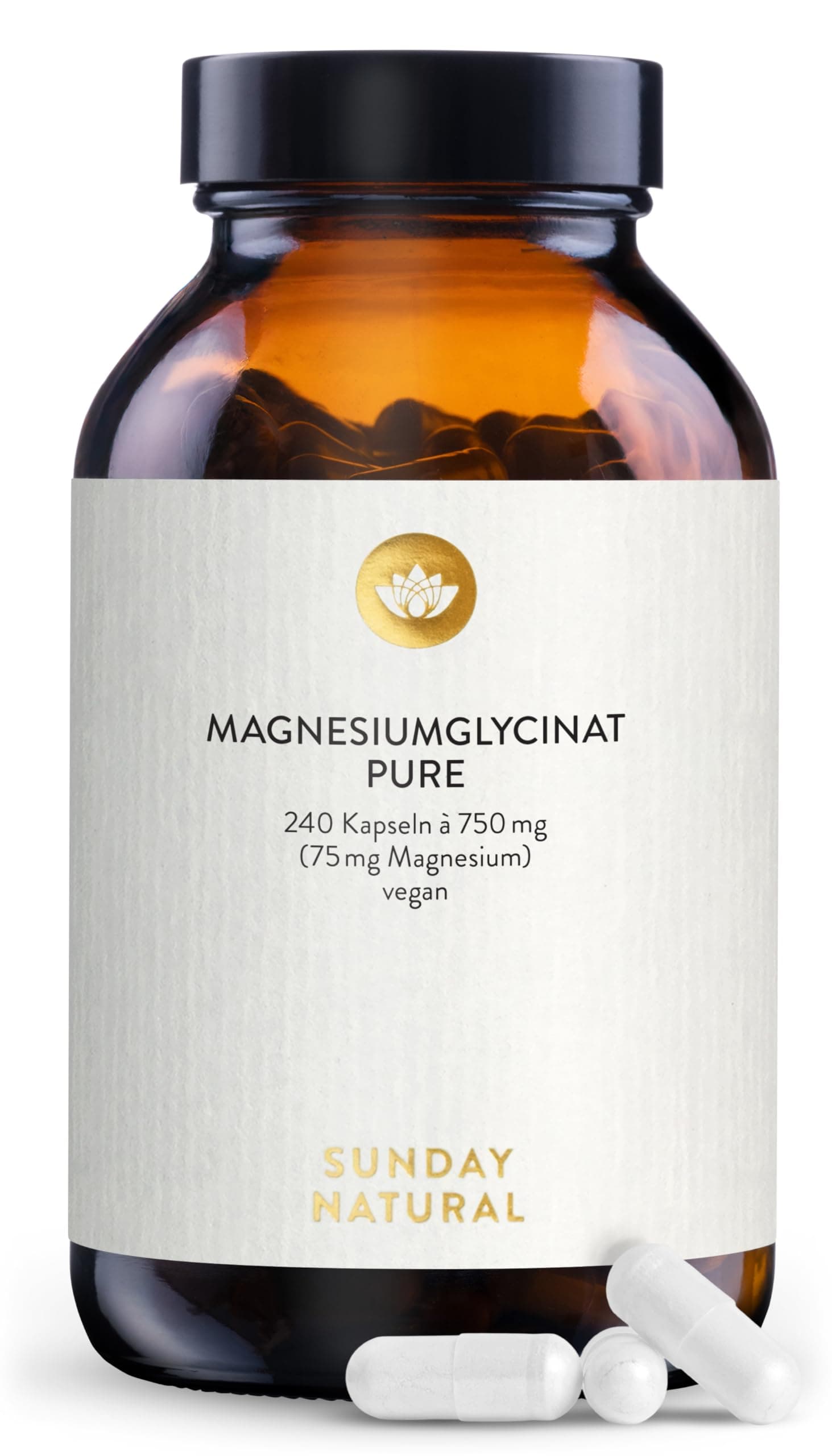 SUNDAY NATURAL® Magnesium Bisglycinat Premium - 240 Kapseln - 150mg reines Magnesium Glycinat Tagesdosis hochdosiert - Magnesiumglycinate als organisches Aminosäurechelat – Laborgeprüft, vegan Angebot bei HelloDeals