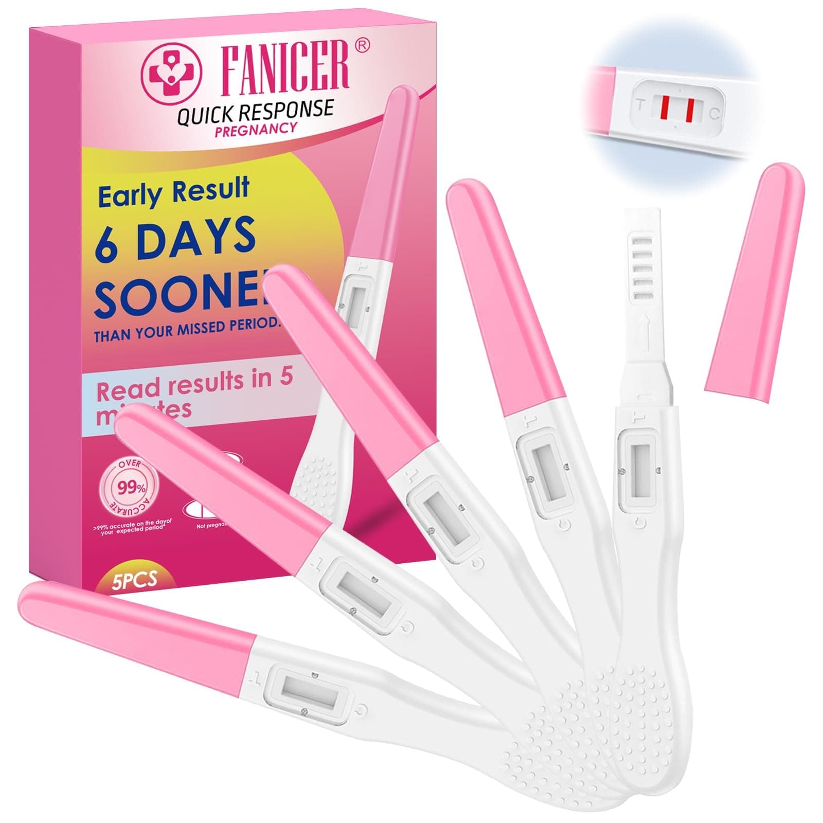 5 Stück Schwangerschaftstest Kombipack,Frühe Erkennung,Schwangerschaftstest Wochenbestimmung,Schwangerschafts-Schnelltest,Ergebnis Innerhalb von 5 Minuten,ideal für zu Hause (rosa) 5 stück (1er Pack) Angebot bei HelloDeals