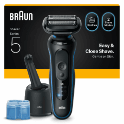 Braun Series 5 Rasierer Herren Elektrisch, Elektrorasierer, Nass- und Trockenrasur, Turbo und Standard Modus, Rasierapparat, SmartCare Reinigungsstation, Wasserdicht, Made in Germany, 52-B7000cc, Blau mit Reinigungsstation Angebot bei HelloDeals