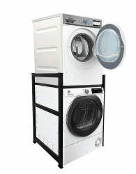 QUICK STAR Waschmaschinenregal 74x65x111cm Schwarz | Regal Gestell für Waschmaschine und Trockner Übereinander | Standregal Badezimmer Waschmaschinenschrank Keller Angebot bei HelloDeals