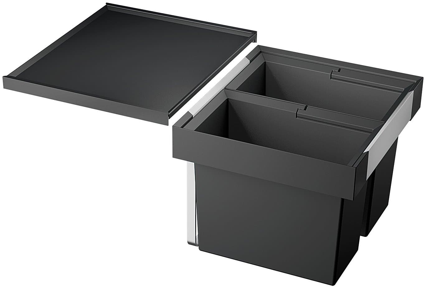 BLANCO FLEXON II 50/2 | Abfall Müllsystem | für 50 cm breite Unterschränke | System zum Einbau in Schubladen | Systemabdeckung | 2 x 19 Liter Eimer | Minimale Einbauhöhe: 355 mm 50cm Unterschrank 2x 19 Liter Eimer Angebot bei HelloDeals