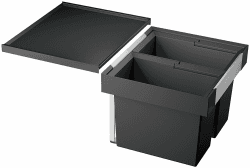 BLANCO FLEXON II 50/2 | Abfall Müllsystem | für 50 cm breite Unterschränke | System zum Einbau in Schubladen | Systemabdeckung | 2 x 19 Liter Eimer | Minimale Einbauhöhe: 355 mm 50cm Unterschrank 2x 19 Liter Eimer Angebot bei HelloDeals