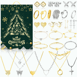 Schmuck Adventskalender 2025 für Mädchen & Frauen – luxuriöser Modeschmuck mit 24 edlen Überraschungen: Armband, Halskette, Ohrringe & Ringe – Weihnachtskalender Geschenk für Teenager & Damen Angebot bei HelloDeals