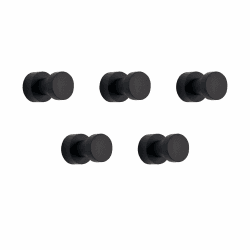 BGL Matt Schwarze Handtuchhaken - Set mit 5 Stück | Rostfreie Metall-Wandhaken für Bad & Küche | Selbstklebend oder zur Wandmontage Angebot bei HelloDeals