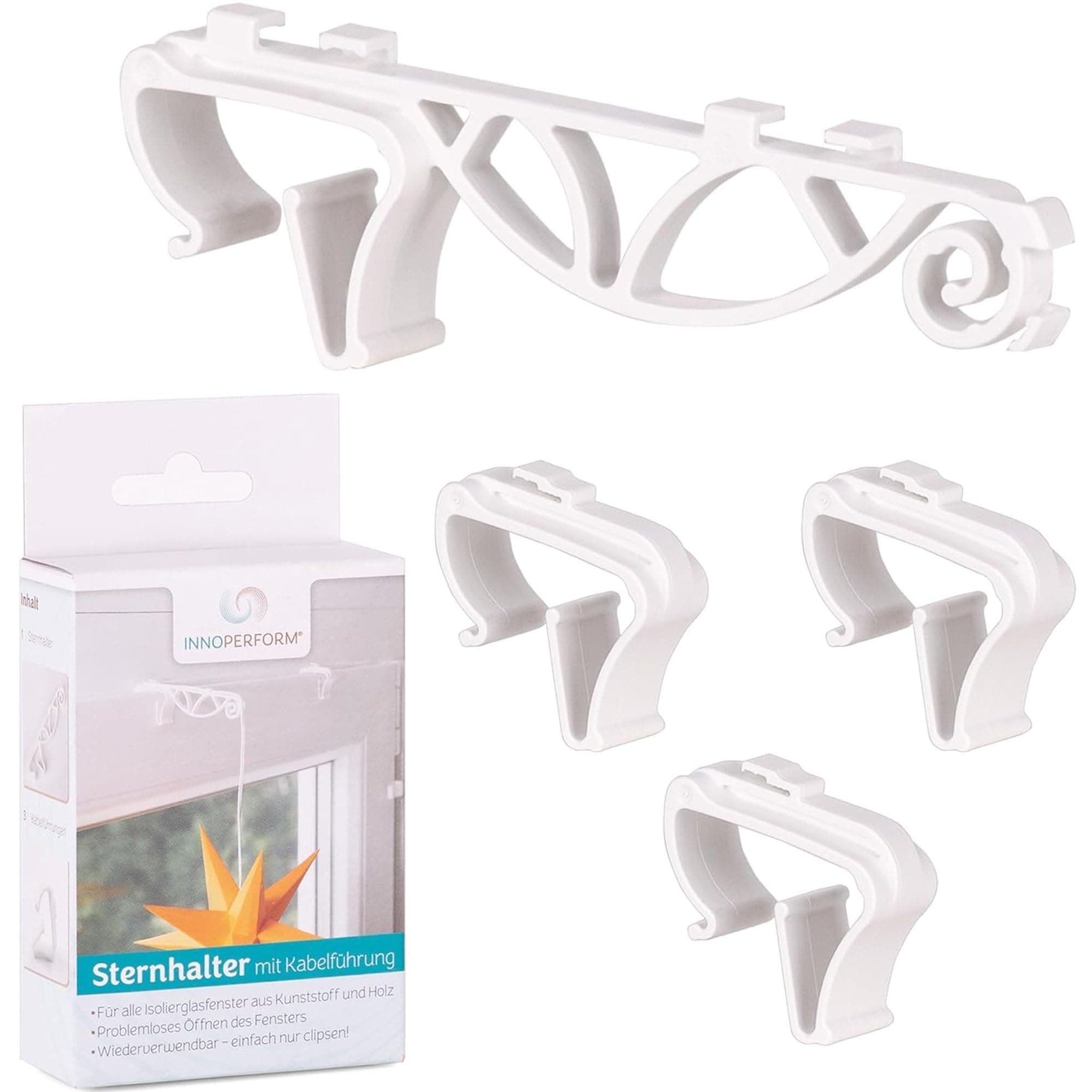 Fensterhaken mit Kabelführung | Metall, 100% Kunststoff | Universalklipp für Fensterdicke 10-20mm | Minimalistisch | Fensterdekoration Angebot bei HelloDeals