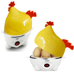 Eierkocher，Nettes kleines Huhn Elektrischer Eierkocher Egg Cooker für 1-7 Eierkapazität Frühstücksmaschine mit automatischer Abschaltfunktion (GelbWeiß) Angebot bei HelloDeals