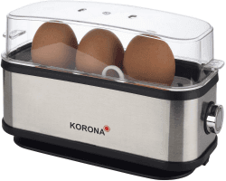 Korona 25304 Eierkocher | 1 bis 3 Eier | Single-Eierkocher | Edelstahlgehäuse | Mit Eierhalter, Messbecher und Eierstecher | 210 Watt, Silber Schwarz Angebot bei HelloDeals