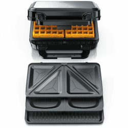Arendo -Sandwichmaker mit Wechselplatten - Waffeleisen doppelt - 4 in 1 - Panini Maker Kontaktgrill - Antihaftbeschichtung - BPA frei - Temperaturkontrolle – Sandwich Maker - Sandwichtoaster A: Typ 1 Angebot bei HelloDeals