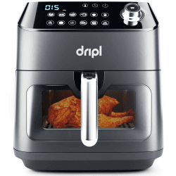 Dripl Heißluftfritteuse 5,7L, XXL Fritteuse mit LCD Touchscreen, AirFryer mit 12 Programmen, Kompakte Heissluftfriteuse mit Digitalem Display, Energieeinsparung, Vorheizen & Warmhalten, ohne Öl Angebot bei HelloDeals
