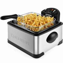 Chefman 4,3 Liter Fritteuse mit Sieb, XL Jumbo Größe, Einstellbare Temperatur & Timer, Perfekt für Frittierte Hähnchen, Garnelen, Chips & Mehr, Abnehmbarer Öl-Behälter, Edelstahl 4,3 Liter Edelstahl Angebot bei HelloDeals