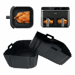 2 Stück Silikonform Heißluftfritteuse für COSORI Heißluftfritteuse 2 Kammern Airfryer, 8-in-1 Dual Zone Air Fryer XXL 8,5 L, Wiederverwendbares Airfryer Zubehör Silikon Einsätze für COSORI CAF-R901-AE 8.5l für Cosori Caf-r901-aeu Angebot bei HelloDeals