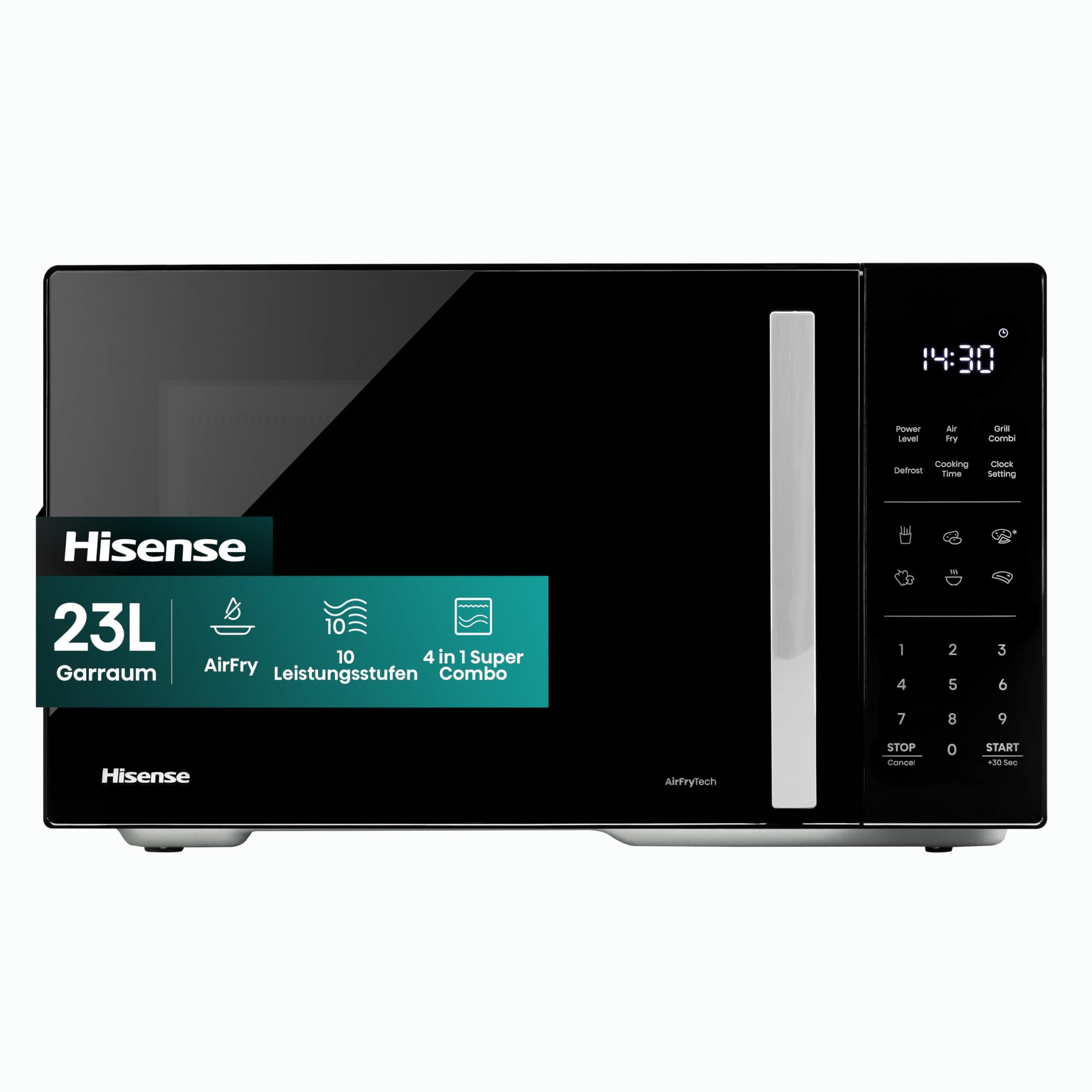 Hisense H23MOBS5HC Mikrowelle /23 L/900W/AirFry/4 in 1 Super Kombination/Memory Funktion/Mehrstufiges Garen/Auto Programme/10 Leistungsstufen/Quick Start/Auftaufunktion/Kindersicherung/Schwarz Angebot bei HelloDeals