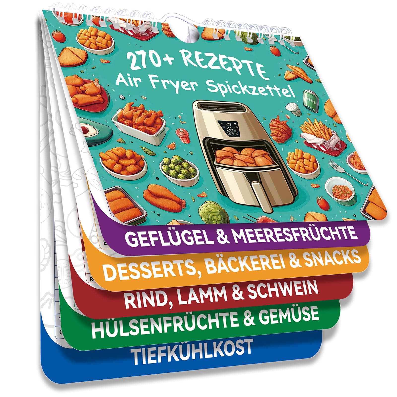 270+ Airfryer Zubehör，Airfryer Spickzettel, Magnetischer Airfryer Spickzettel mit Zeit-Temperatur-Mengenangaben Grün Angebot bei HelloDeals