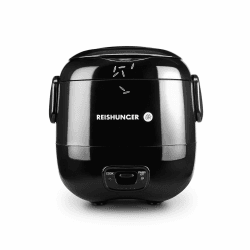 REISHUNGER Mini Reiskocher, schwarz | 0,3 L - 1-2 Portionen | hochwertige Keramikbeschichtung - Premium Topf | Handliche Größe für kleine Haushalte und unterwegs Angebot bei HelloDeals