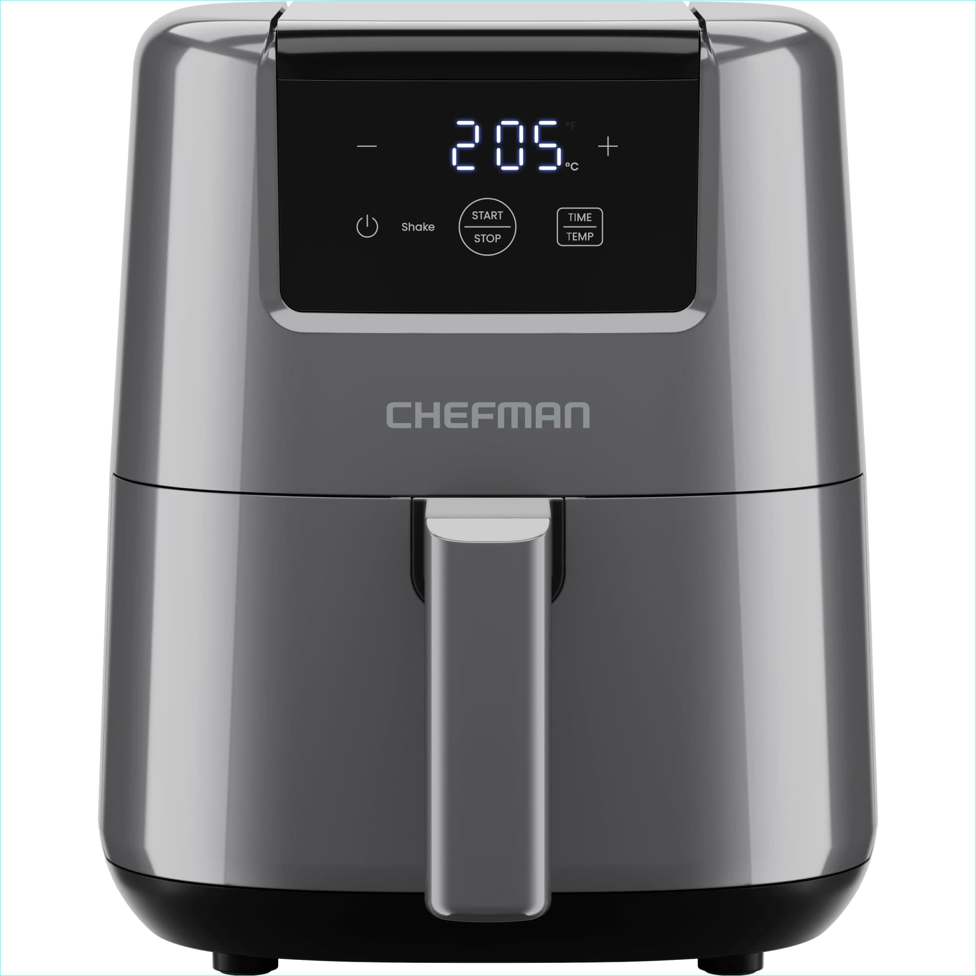 Chefman 2L Mini-Heißluftfritteuse - platzsparende Heissluftfritteuse, antihaftbeschichtet und spülmaschinenfest, schnelle & einfache Mahlzeiten, mit digitalem Timer und Schüttelerinnerung - Grau Angebot bei HelloDeals