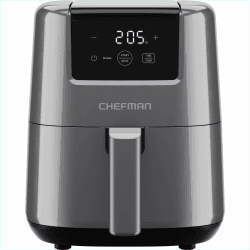 Chefman 2L Mini-Heißluftfritteuse - platzsparende Heissluftfritteuse, antihaftbeschichtet und spülmaschinenfest, schnelle & einfache Mahlzeiten, mit digitalem Timer und Schüttelerinnerung - Grau Angebot bei HelloDeals
