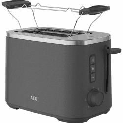 AEG Toaster Deli 5, 7 Toasteinstellungen, Countdown-Timer, Stopp-, Auftau-, Aufwärmknopf, Automatische Zentrierung, Cool-Touch-Gehäuse, 2 Breite Schlitze, Krümelschublade, Anthrazit, T5-1-4AN Angebot bei HelloDeals