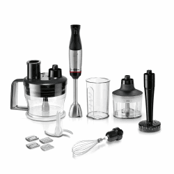 Bosch Stabmixer ErgoMaster Serie 6, 4 Edelstahl-Klingen, einhändig bedienbar, verschleißfreie Keramik-Kupplung, langlebig, Luftkühlung, Zerkleinerer, Kartoffelstampfer, Schneebesen, 1000 W, MSM6M673 Angebot bei HelloDeals