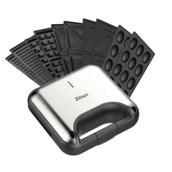 5-in-1 Sandwichmaker Waffeleisen Nussbäcker Kontaktgrill Elektogrill mit Wechselplatten für Sandwich (quadratisch & dreieckig) belgische Waffel Zaubernüsse Antihaftbeschichtung Cool-Touch-Griffe Angebot bei HelloDeals