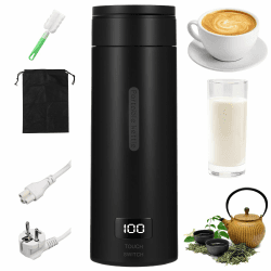 380ML Kleiner Tragbarer Wasserkocher, 3 in 1 Mini Elektrische Wassertasse mit Temperatureinstellung, Automatische Abschaltung, Bürsten und Taschen, Reise Wasserkocher für Kaffee Teezubereitung Grün Angebot bei HelloDeals