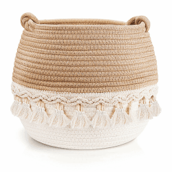 Geflochtener Korb Baumwollseil, Aufbewahrungskorb, Korb Badezimmer, Organizer Körbe, Baumwollkorb für Decken, Spielzeug, Kleidung, 30 * 24 cm Angebot bei HelloDeals