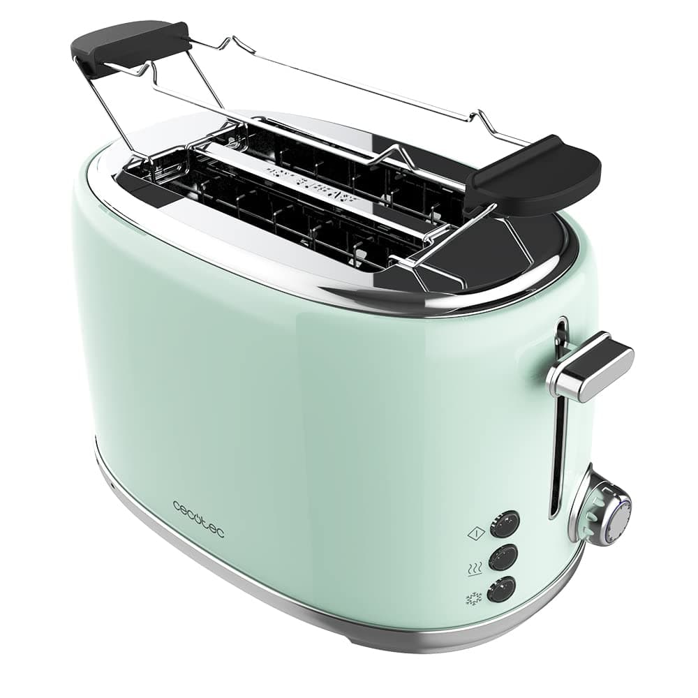 Cecotec Toaster 2 Scheiben Toast&Taste 1000 Retro Double Green, 980 W, 2 Breite und Kurze Schlitze von 3,8 cm, Edelstahl, Obere Roste, Regulierbare Leistung, Krümelschublade Retro - 2 Scheiben Green Angebot bei HelloDeals