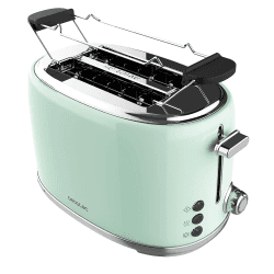 Cecotec Toaster 2 Scheiben Toast&Taste 1000 Retro Double Green, 980 W, 2 Breite und Kurze Schlitze von 3,8 cm, Edelstahl, Obere Roste, Regulierbare Leistung, Krümelschublade Retro - 2 Scheiben Green Angebot bei HelloDeals