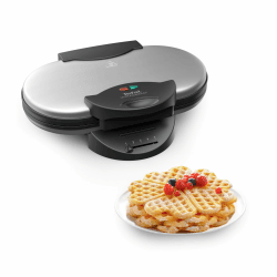 Tefal Doppel-Herzwaffeleisen WM311D, Stufenloser Temperaturregler für Bräunung nach Wunsch, Antihaftbeschichtete Platten, Teigauffang-Vorrichtung, 1200W,‎ 37 x 11.4 x 28.5 cm Angebot bei HelloDeals