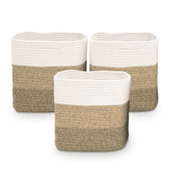 Casa Mina® Aufbewahrungskorb geflochten aus Baumwolle für Kinderzimmer I Schadstofffreie Korb Aufbewahrung aus Naturmaterial I Robuster Baumwollkorb mit Griffen I Regalkorb geflochten | 3er Set Natur 27x27x28cm Angebot bei HelloDeals