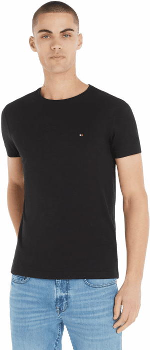 Tommy Hilfiger Herren T-Shirt Kurzarm Core Stretch Slim Fit L Schwarz (Black) Angebot bei HelloDeals