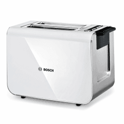 Bosch Toaster Styline TAT8611N, integrierter Brötchenaufsatz, Liftfunktion, Auftaufunktion, Abschaltautomatik, Brotzentrierung, 800 W, Edelstahl/weiß Angebot bei HelloDeals
