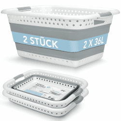 2er Set Wäschekorb faltbar - 36 Liter & Universelle Nutzung I Zusammenklappbarer faltbarer Wäschekorb faltbare Wäschekörbe & Pfandflaschen Aufbewahrung I Laundry Baskets Wäschewanne Angebot bei HelloDeals